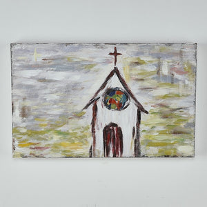 18x11" Handpainted Colorful Church