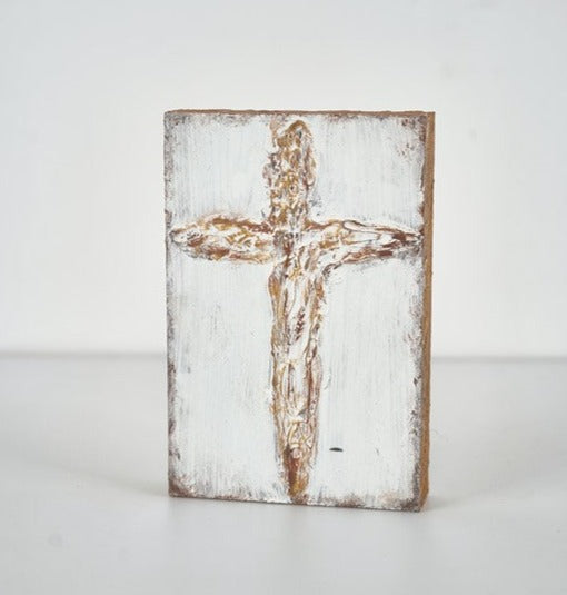 4x6" Handpainted Wood Cross Block