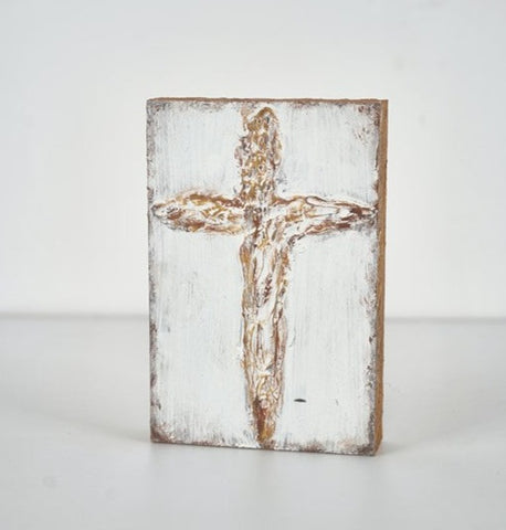 4x6" Handpainted Wood Cross Block
