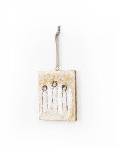 Handpainted Wooden Angel Trio Ornament