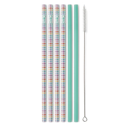 Swig Pretty in Plaid + Mint Reusable Straw Set