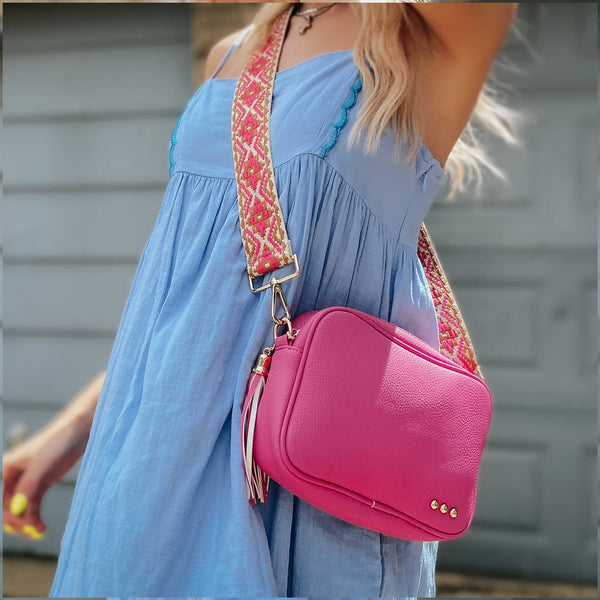Pink Willow Camera Crossbody Bag